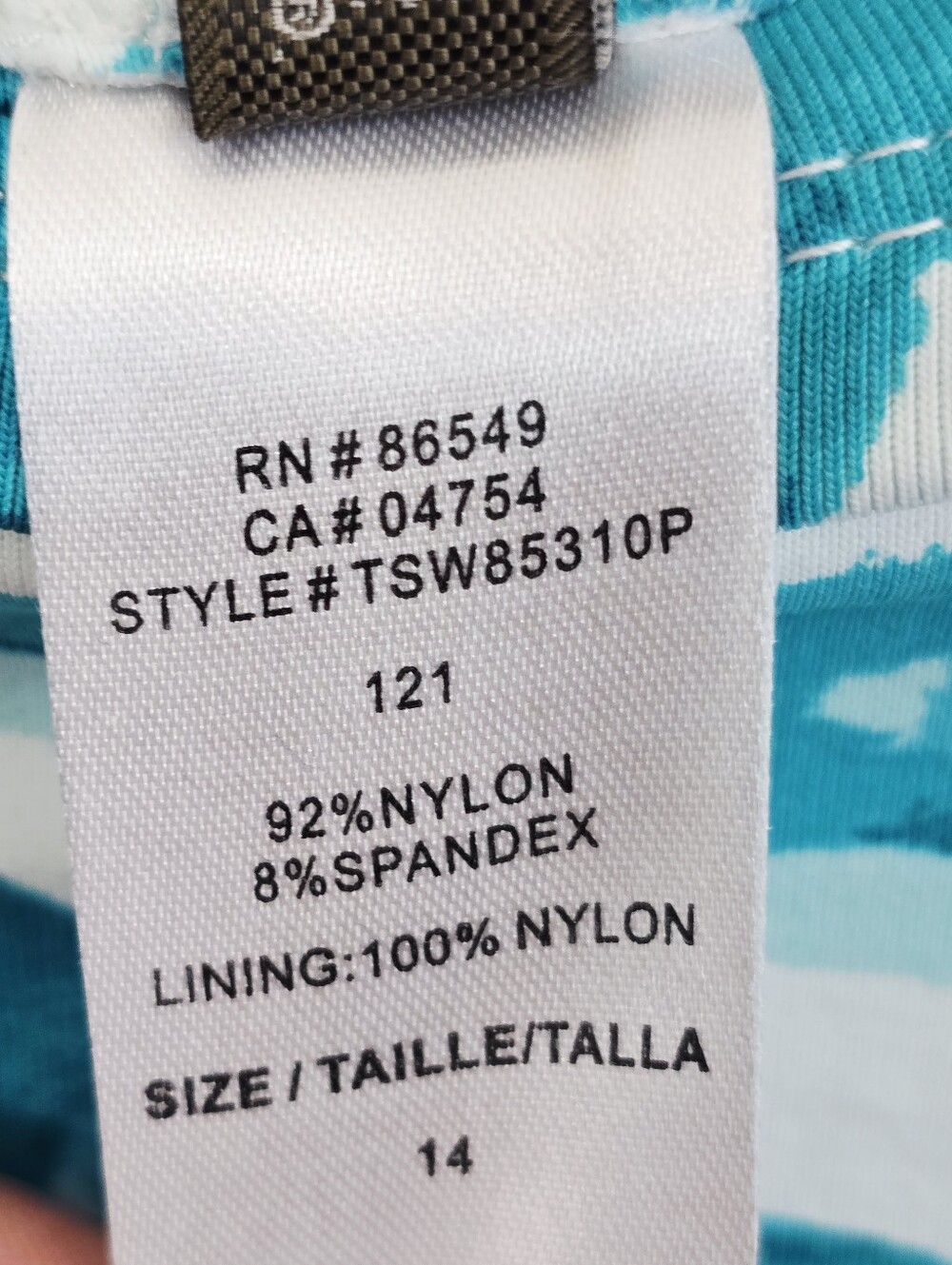 Tommy Bahama Teal and White Palm-Print One-Piece Swimsuit - Picture 6 of 8